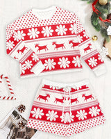 Women’s Reindeer Snowflake Print Matching Set-Sets for women-CaldwellVoss