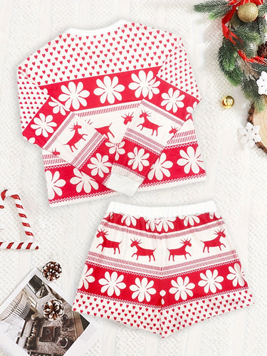 Women’s Reindeer Snowflake Print Matching Set-Sets for women-CaldwellVoss