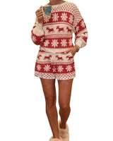 Women’s Reindeer Snowflake Print Matching Set-Sets for women-CaldwellVoss