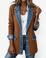 Women’s Ribbed Knit Jacket with Denim Trim-Jacket for women-CaldwellVoss