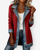 Women’s Ribbed Knit Jacket with Denim Trim-Jacket for women-CaldwellVoss
