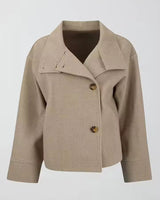 Women’s Short Jacket with Stand Collar and Button Closure-Jacket for women-CaldwellVoss