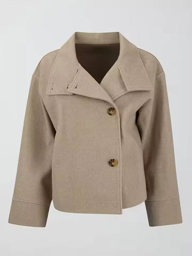 Women’s Short Jacket with Stand Collar and Button Closure-Jacket for women-CaldwellVoss
