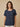 Women's Short Sleeve Linen Blouse with Button Detail Navy Blue