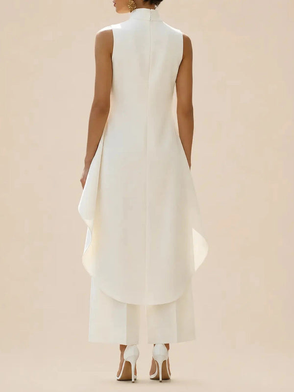 Women’s Sleeveless Mock Neck Tunic and Wide Leg Trouser Set-Sets for women-CaldwellVoss