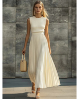 Women’s Sleeveless Pleated Maxi Dress-Maxi Dress-CaldwellVoss