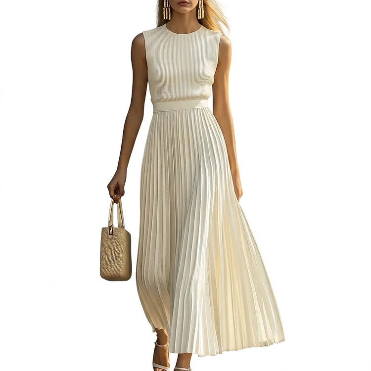 Women’s Sleeveless Pleated Maxi Dress-Maxi Dress-CaldwellVoss
