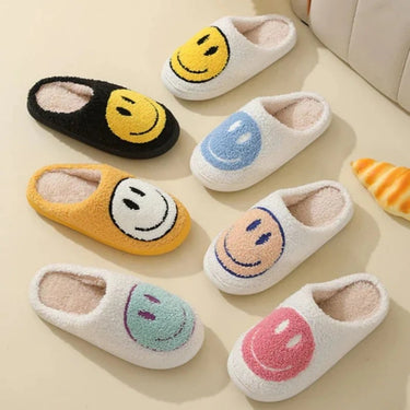 Women’s Smiley Face Fuzzy Slippers-Footwear for women-CaldwellVoss