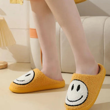 Women’s Smiley Face Fuzzy Slippers-Footwear for women-CaldwellVoss