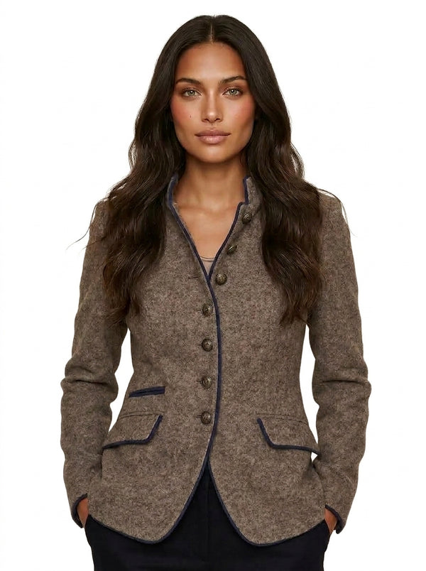 Women’s Stand Collar Blazer with Button Front-Blazer for women-CaldwellVoss