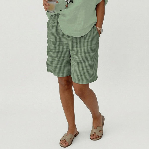Women's Striped Relaxed Fit Shorts-Shorts for women-CaldwellVoss