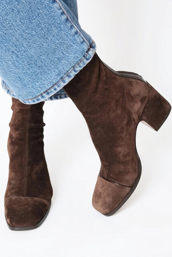 Women’s Suede Ankle Boots with Block Heel-Footwear for women-CaldwellVoss