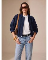 Women’s Suede Bomber Jacket with Zip and Button Closure-Jacket for women-CaldwellVoss
