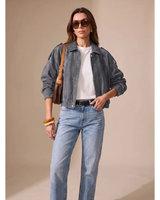 Women’s Suede Bomber Jacket with Zip and Button Closure-Jacket for women-CaldwellVoss
