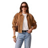 Women’s Suede Bomber Jacket with Zip and Button Closure-Jacket for women-CaldwellVoss