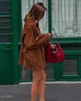 Women’s Suede Jacket with Button Front-Jacket for women-CaldwellVoss