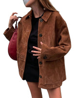Women’s Suede Jacket with Button Front-Jacket for women-CaldwellVoss