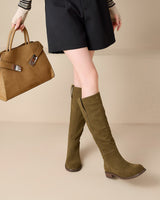Women’s Suede Knee High Boots-Footwear for women-CaldwellVoss