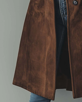 Women’s Suede Trench Coat with Button Front-Coats for women-CaldwellVoss