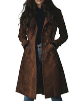 Women’s Suede Trench Coat with Button Front-Coats for women-CaldwellVoss