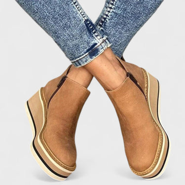 Women’s Suede Wedge Ankle Boots-Footwear for women-CaldwellVoss