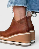 Women’s Suede Wedge Ankle Boots-Footwear for women-CaldwellVoss