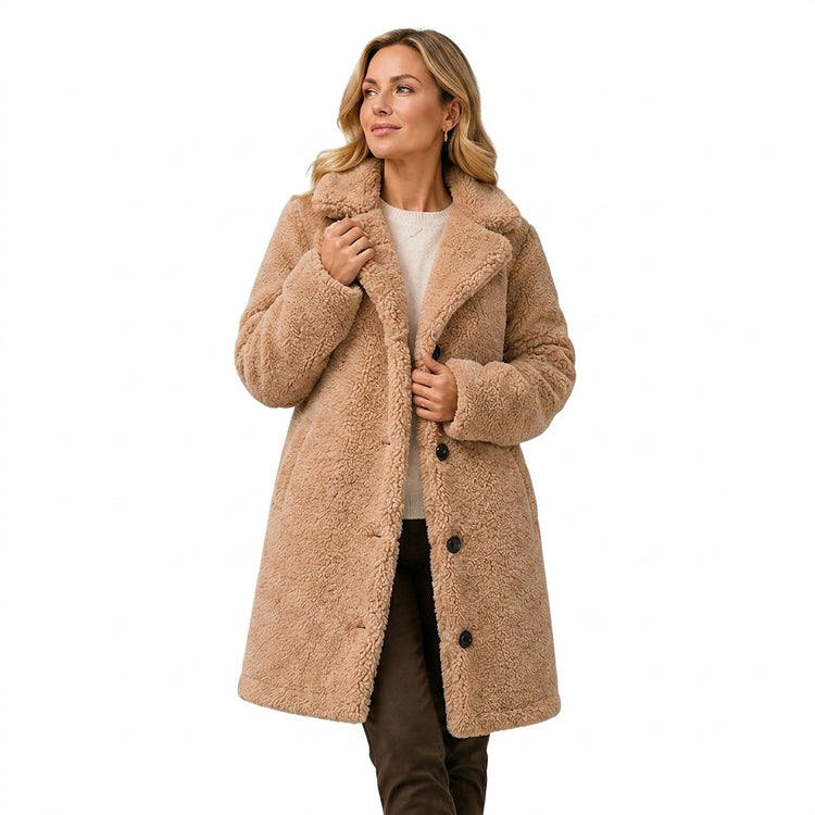 Women’s Teddy Coat with Button Closure-Coats for women-CaldwellVoss