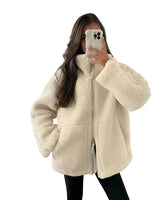 Women’s Teddy Fleece Bomber Jacket with Stand Collar-Jacket for women-CaldwellVoss