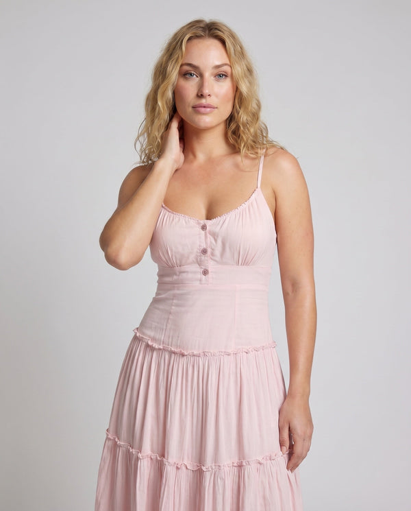 Women’s Tiered Spaghetti Strap Midi Dress-Maxi Dress-CaldwellVoss