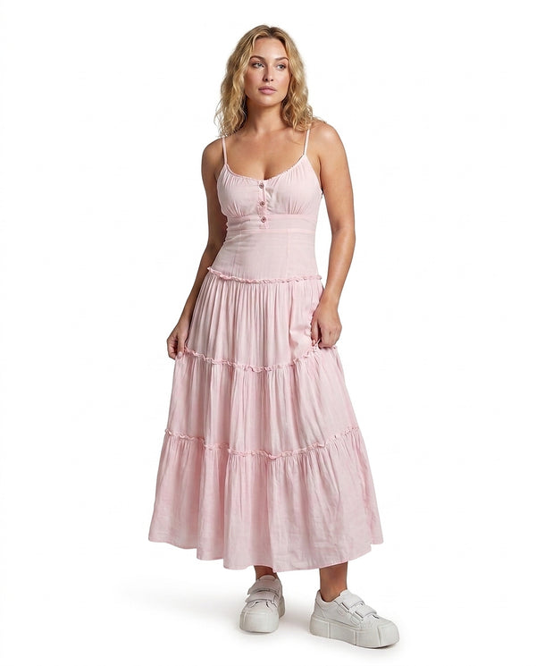 Women’s Tiered Spaghetti Strap Midi Dress-Maxi Dress-CaldwellVoss