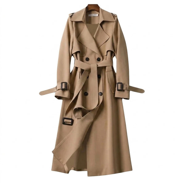 Women's Trench Coat with Belt and Buckles-Coats for Women-CaldwellVoss