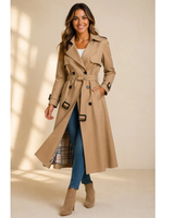Women’s Trench Coat with Belt and Lapel Collar-Coats for women-CaldwellVoss