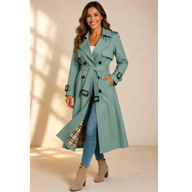Women’s Trench Coat with Belt and Lapel Collar-Coats for women-CaldwellVoss