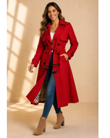 Women’s Trench Coat with Belt and Lapel Collar-Coats for women-CaldwellVoss