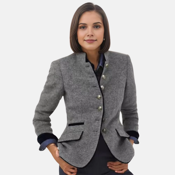 Women’s Tweed Blazer Jacket with Stand Collar-Blazer for women-CaldwellVoss