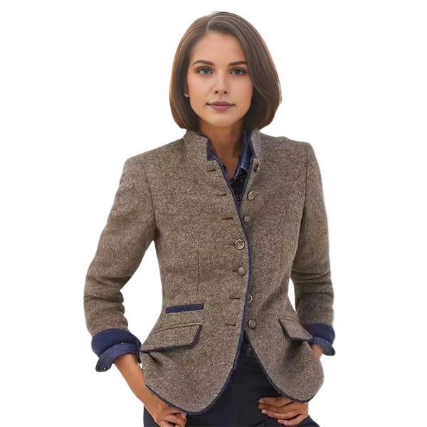 Women’s Tweed Blazer Jacket with Stand Collar-Blazer for women-CaldwellVoss