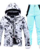 Women’s Two Piece Hooded Ski Suit with Bib Pants-Sets for women-CaldwellVoss