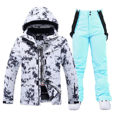 Women’s Two Piece Hooded Ski Suit with Bib Pants-Sets for women-CaldwellVoss