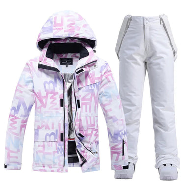 Women’s Two Piece Hooded Ski Suit with Bib Pants-Sets for women-CaldwellVoss