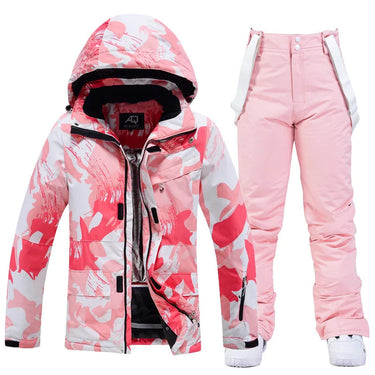 Women’s Two Piece Hooded Ski Suit with Bib Pants-Sets for women-CaldwellVoss