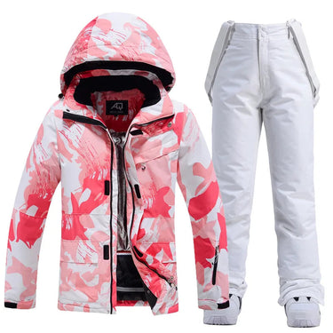 Women’s Two Piece Hooded Ski Suit with Bib Pants-Sets for women-CaldwellVoss
