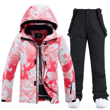 Women’s Two Piece Hooded Ski Suit with Bib Pants-Sets for women-CaldwellVoss