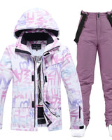Women’s Two Piece Hooded Ski Suit with Bib Pants-Sets for women-CaldwellVoss