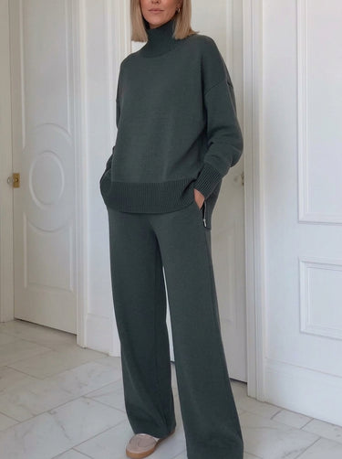 Women’s Two-Piece Knit Mock Neck Set-Sets for women-CaldwellVoss