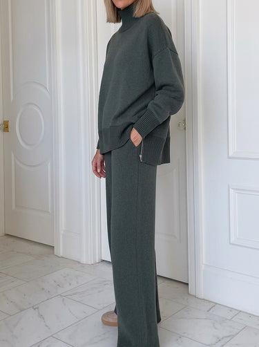 Women’s Two-Piece Knit Mock Neck Set-Sets for women-CaldwellVoss