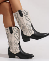 Women’s Two-Tone Western Cowboy Boots-Footwear for women-CaldwellVoss