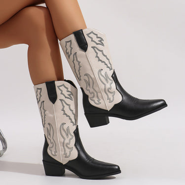 Women’s Two-Tone Western Cowboy Boots-Footwear for women-CaldwellVoss