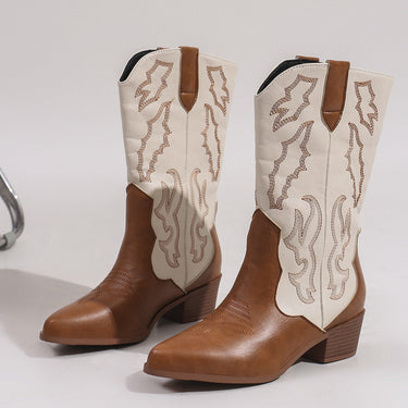 Women’s Two-Tone Western Cowboy Boots-Footwear for women-CaldwellVoss