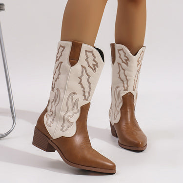 Women’s Two-Tone Western Cowboy Boots-Footwear for women-CaldwellVoss