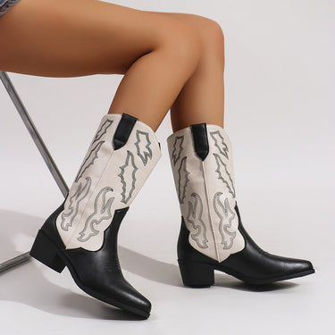 Women’s Two-Tone Western Cowboy Boots-Footwear for women-CaldwellVoss